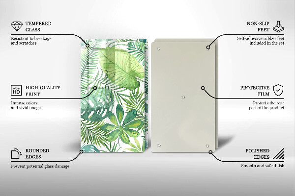 De vidrio templado Hojas boho acuarela