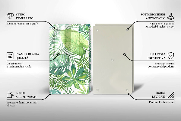 De vidrio templado Hojas boho acuarela