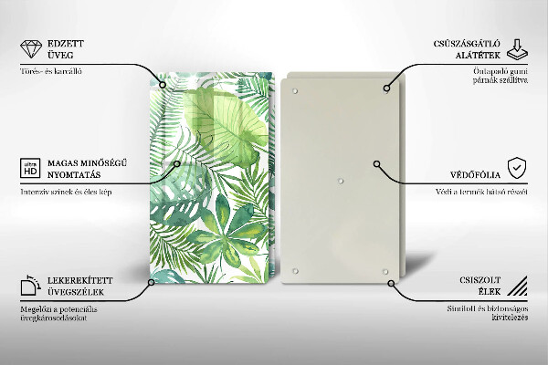 De vidrio templado Hojas boho acuarela