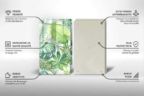 De vidrio templado Hojas boho acuarela