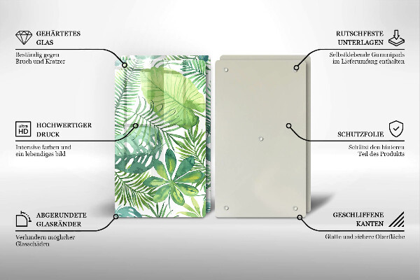 De vidrio templado Hojas boho acuarela