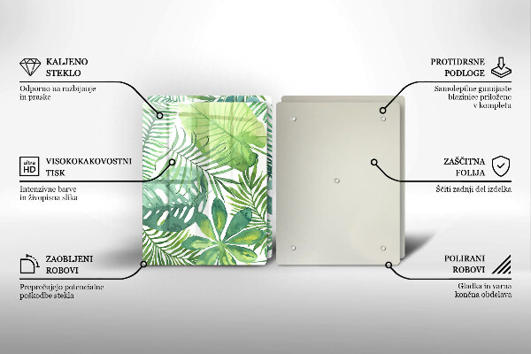 De vidrio templado Hojas boho acuarela