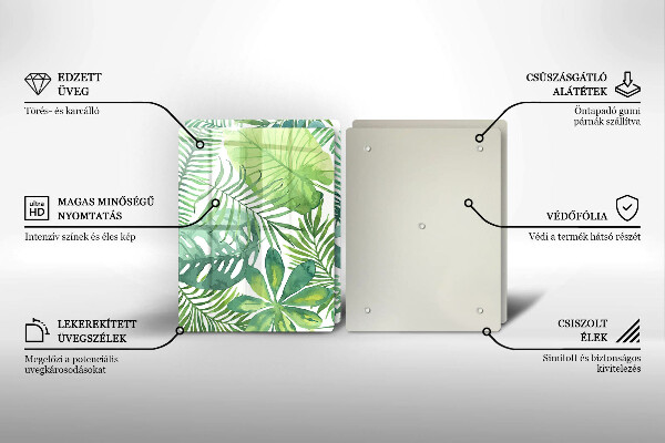 De vidrio templado Hojas boho acuarela