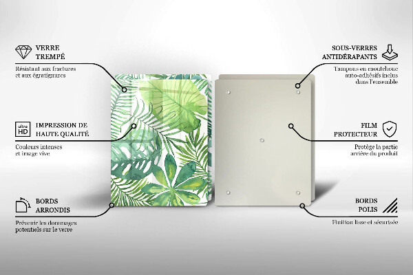 De vidrio templado Hojas boho acuarela