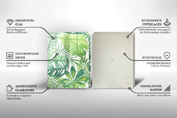 De vidrio templado Hojas boho acuarela