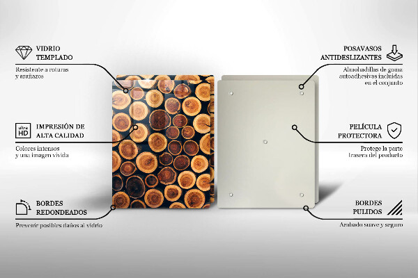 De vidrio templado Tocones de árboles de madera