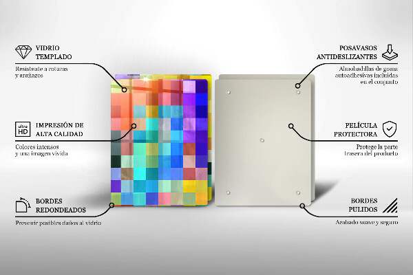 De vidrio templado Cuadrados de píxeles de colores