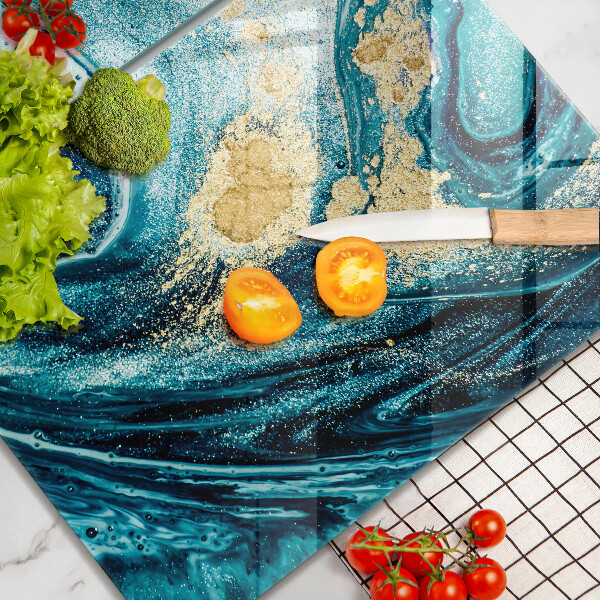 De vidrio templado Abstracción de oro azul