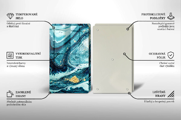 De vidrio templado Abstracción de oro azul