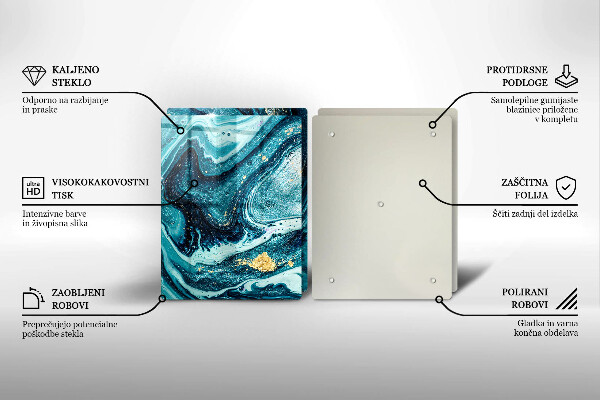 De vidrio templado Abstracción de oro azul