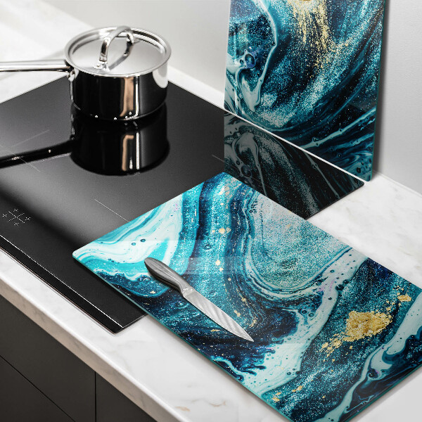 De vidrio templado Abstracción de oro azul