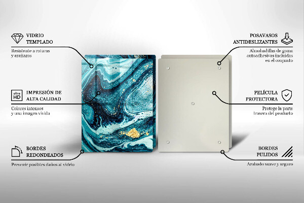 De vidrio templado Abstracción de oro azul