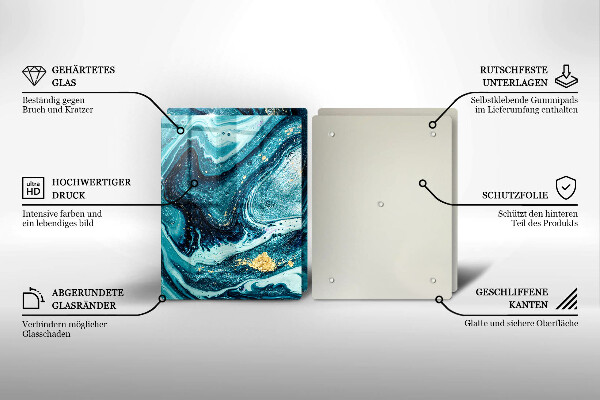 De vidrio templado Abstracción de oro azul