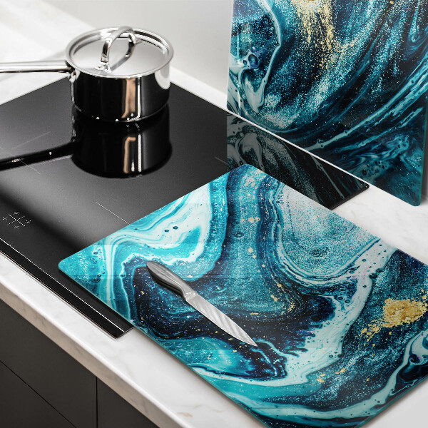 De vidrio templado Abstracción de oro azul