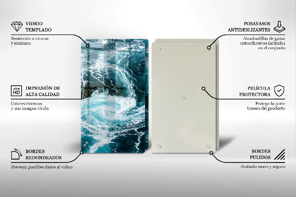 De vidrio templado Olas de agua espumosas