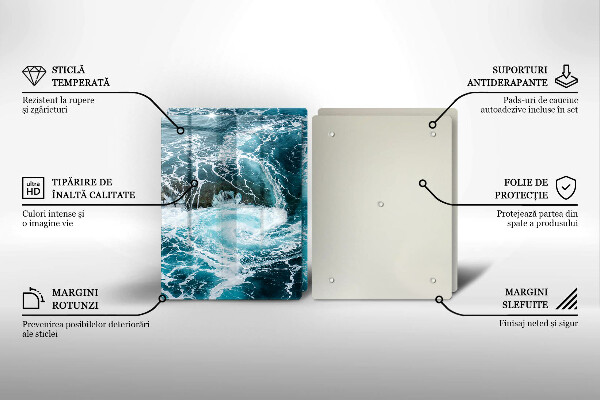 De vidrio templado Olas de agua espumosas