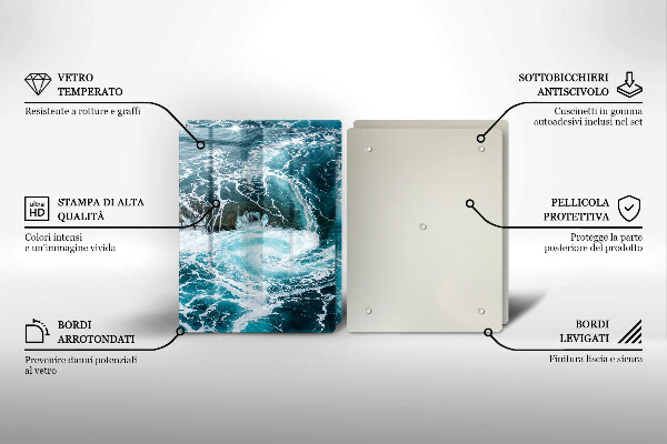 De vidrio templado Olas de agua espumosas