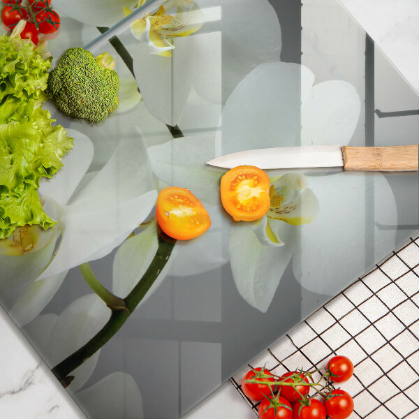 De vidrio templado Flores de orquídeas blancas