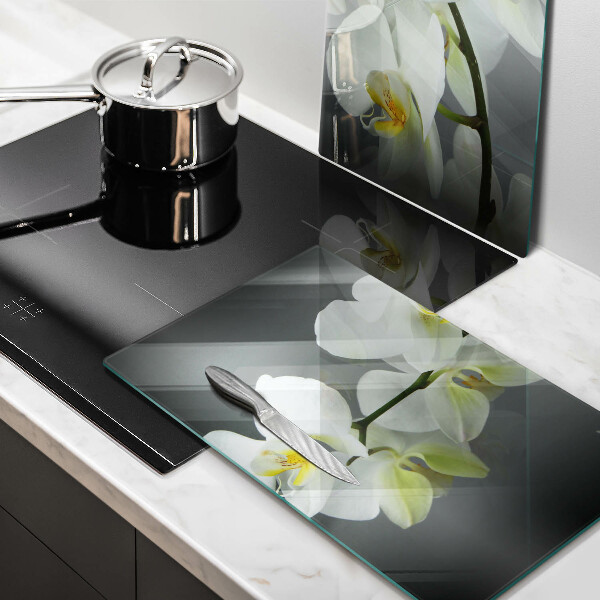 De vidrio templado Flores de orquídeas blancas