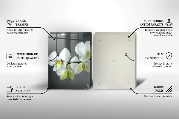 De vidrio templado Flores de orquídeas blancas