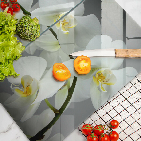 De vidrio templado Flores de orquídeas blancas