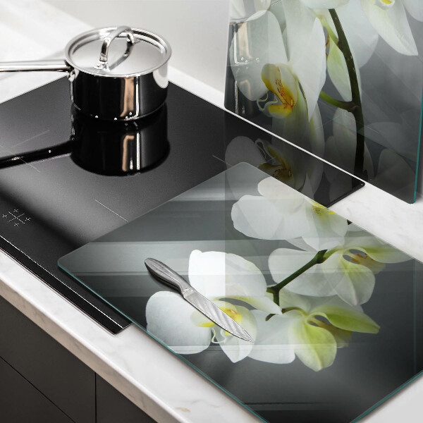 De vidrio templado Flores de orquídeas blancas