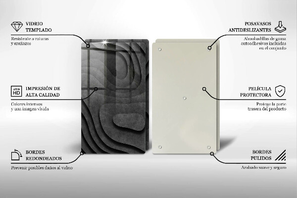 De vidrio templado Formas de piedra 3d