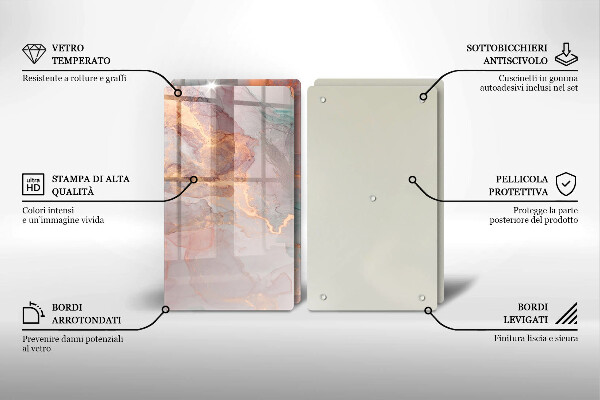 De vidrio templado Mármol con oro