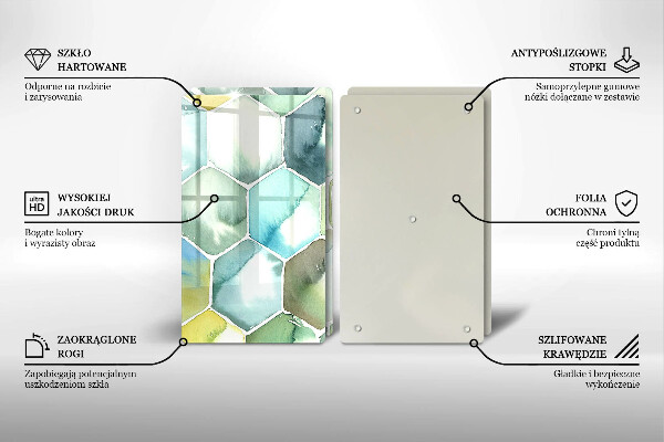 De vidrio templado Hexágonos de acuarela