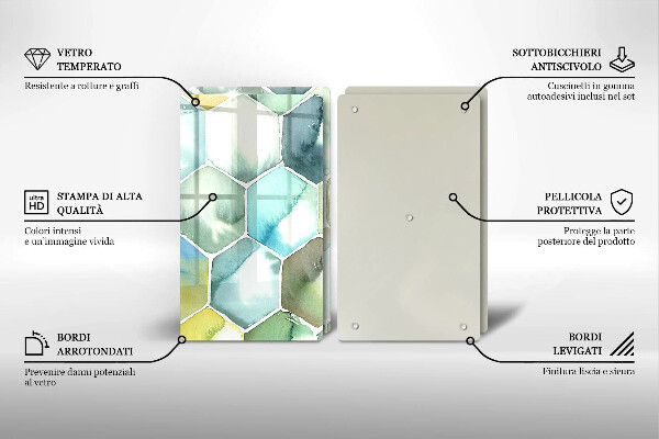 De vidrio templado Hexágonos de acuarela