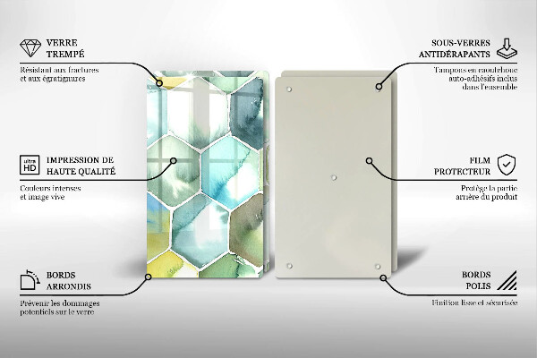 De vidrio templado Hexágonos de acuarela