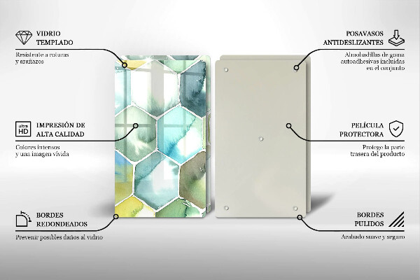 De vidrio templado Hexágonos de acuarela