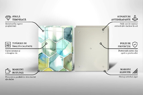 De vidrio templado Hexágonos de acuarela