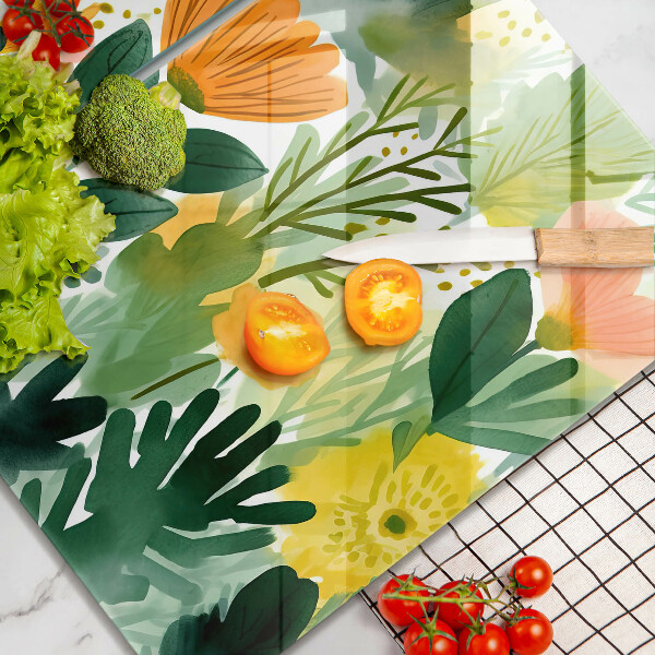 De vidrio templado Flores pintadas