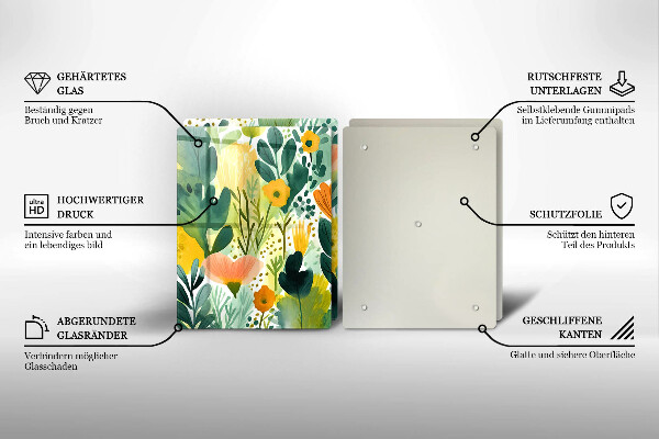 De vidrio templado Flores pintadas