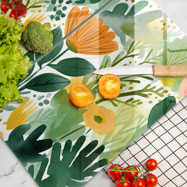 De vidrio templado Flores pintadas