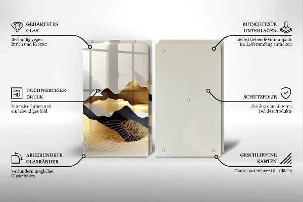 De vidrio templado Montañas doradas abstractas