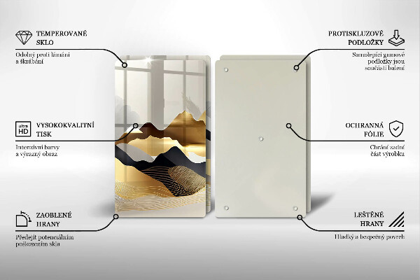 De vidrio templado Montañas doradas abstractas