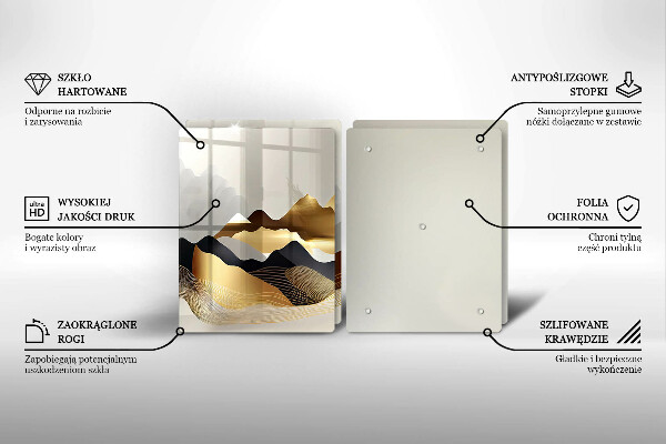 De vidrio templado Montañas doradas abstractas