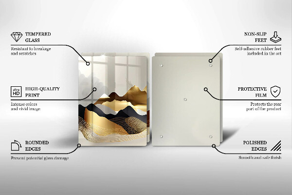 De vidrio templado Montañas doradas abstractas