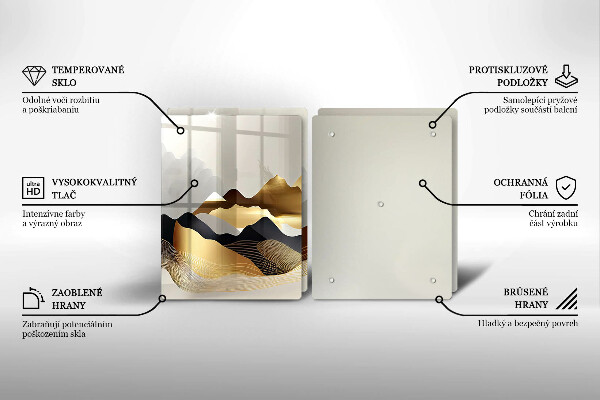 De vidrio templado Montañas doradas abstractas