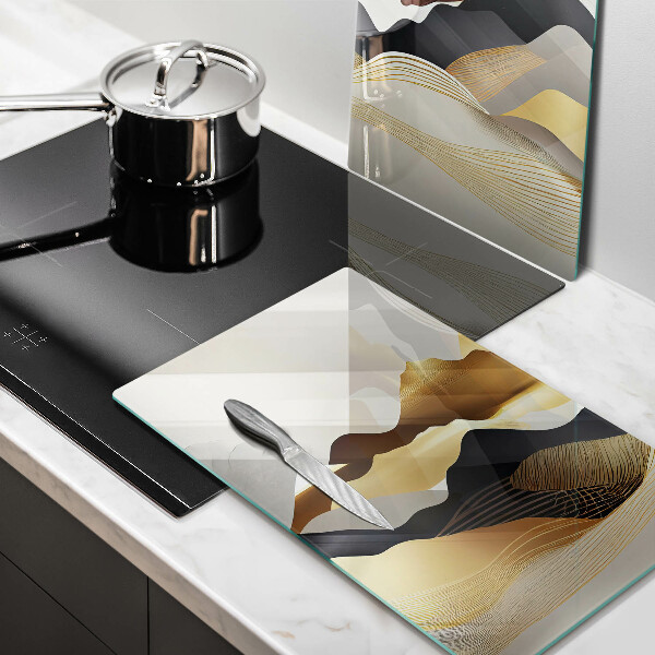 De vidrio templado Montañas doradas abstractas