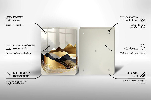 De vidrio templado Montañas doradas abstractas