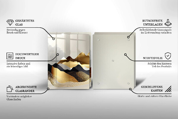 De vidrio templado Montañas doradas abstractas