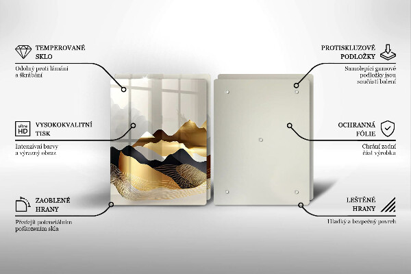 De vidrio templado Montañas doradas abstractas