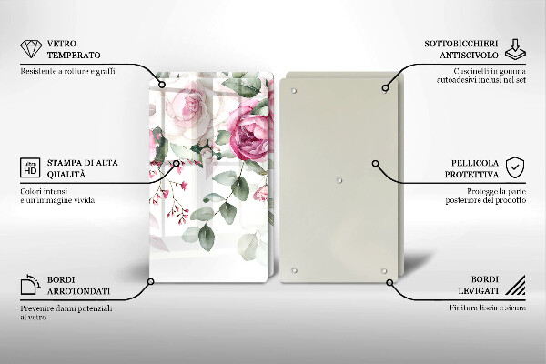 De vidrio templado Rosas acuarelas