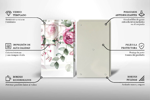 De vidrio templado Rosas acuarelas