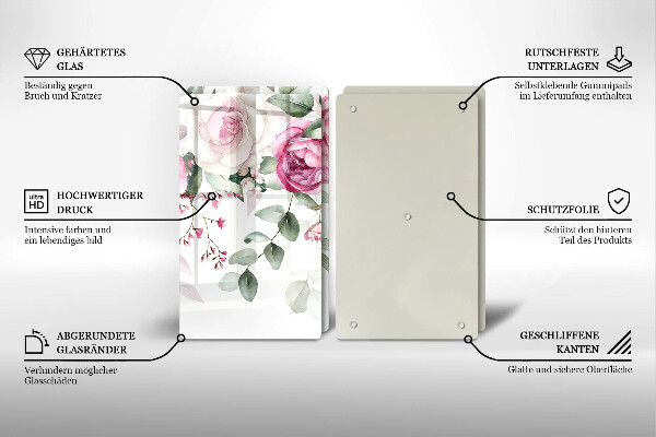 De vidrio templado Rosas acuarelas