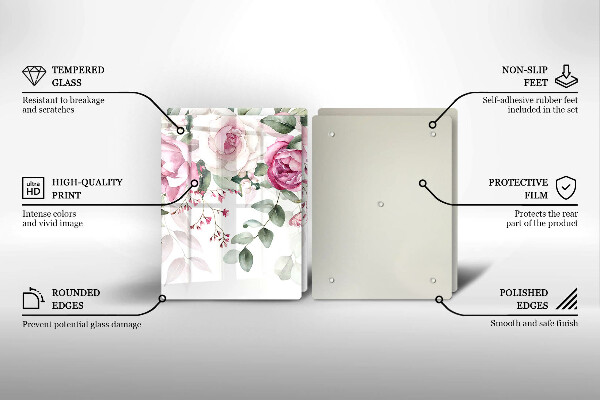 De vidrio templado Rosas acuarelas