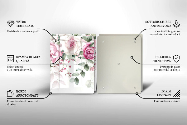 De vidrio templado Rosas acuarelas